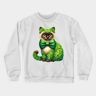 Clover Siamese Cat St Patricks Day Crewneck Sweatshirt